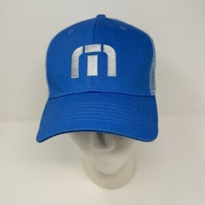 Short Par 4 Golf Travis Mathew‎ Hat Cap Snap Back Blue Trucker Mesh OSFM